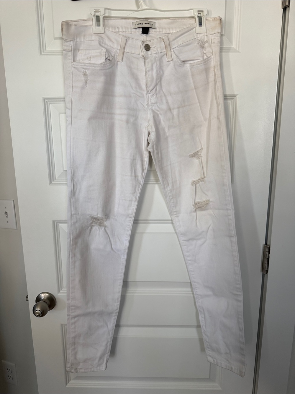 Flying Monkey White Skinny Distressed Jeans